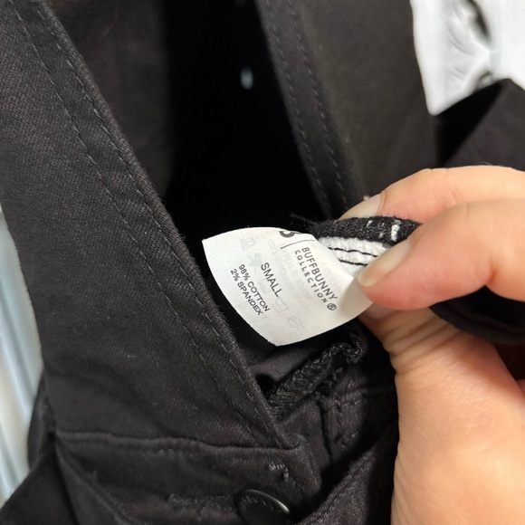 New BuffBunny Over It Alls Black Stretch Cotton Straight Leg Overalls Size S - Picture 16 of 16